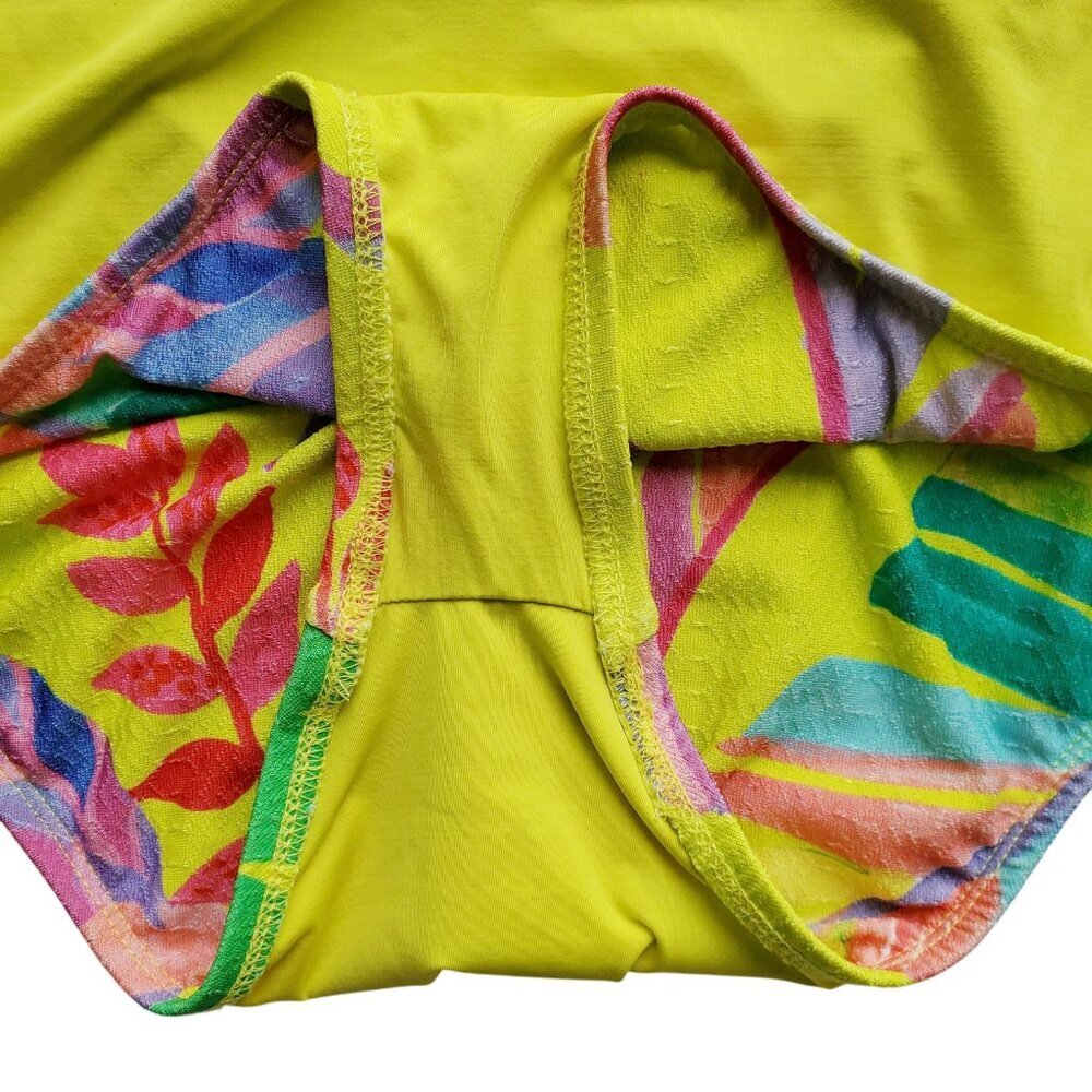 Becca Rebecca Virtue Costa Bella Yellow Tropical Print Plunge One Piece Swimsuit - Picture 6 of 16